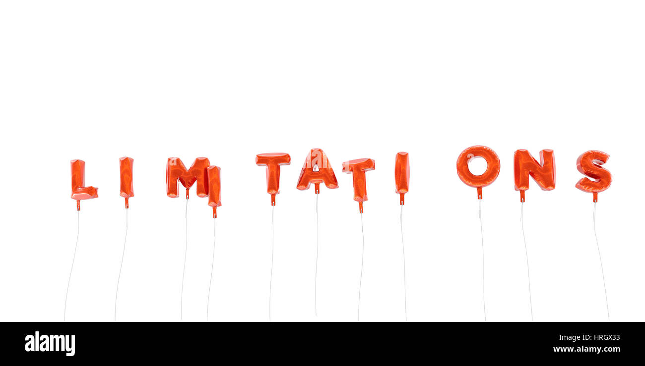 Limitations Word Made From Red Foil Balloons 3d Rendered Can