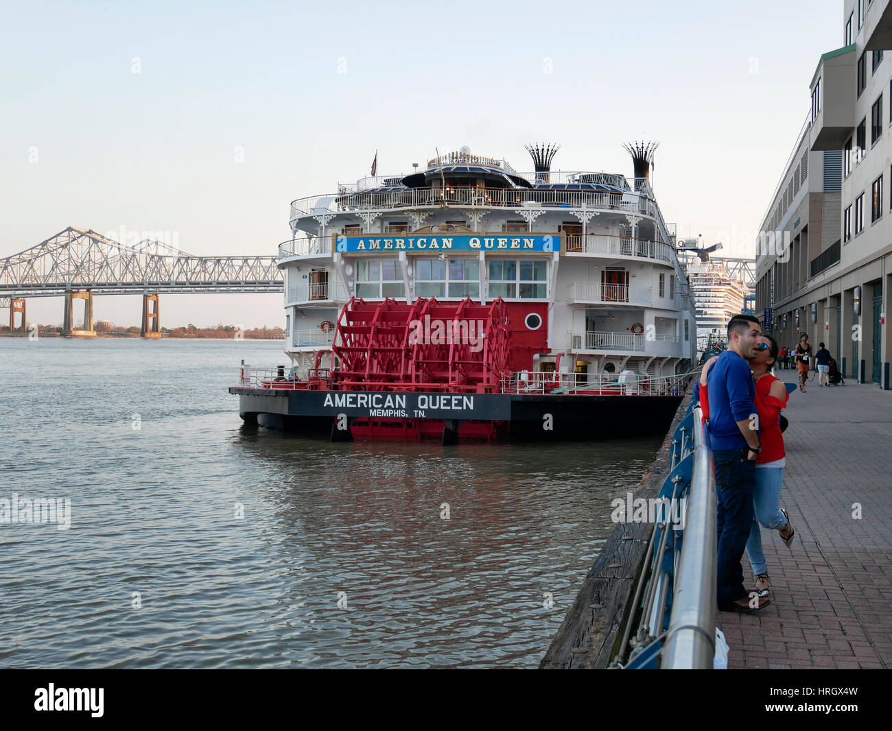 American Queen riverboat New Orleans Riverwalk Stock Photo