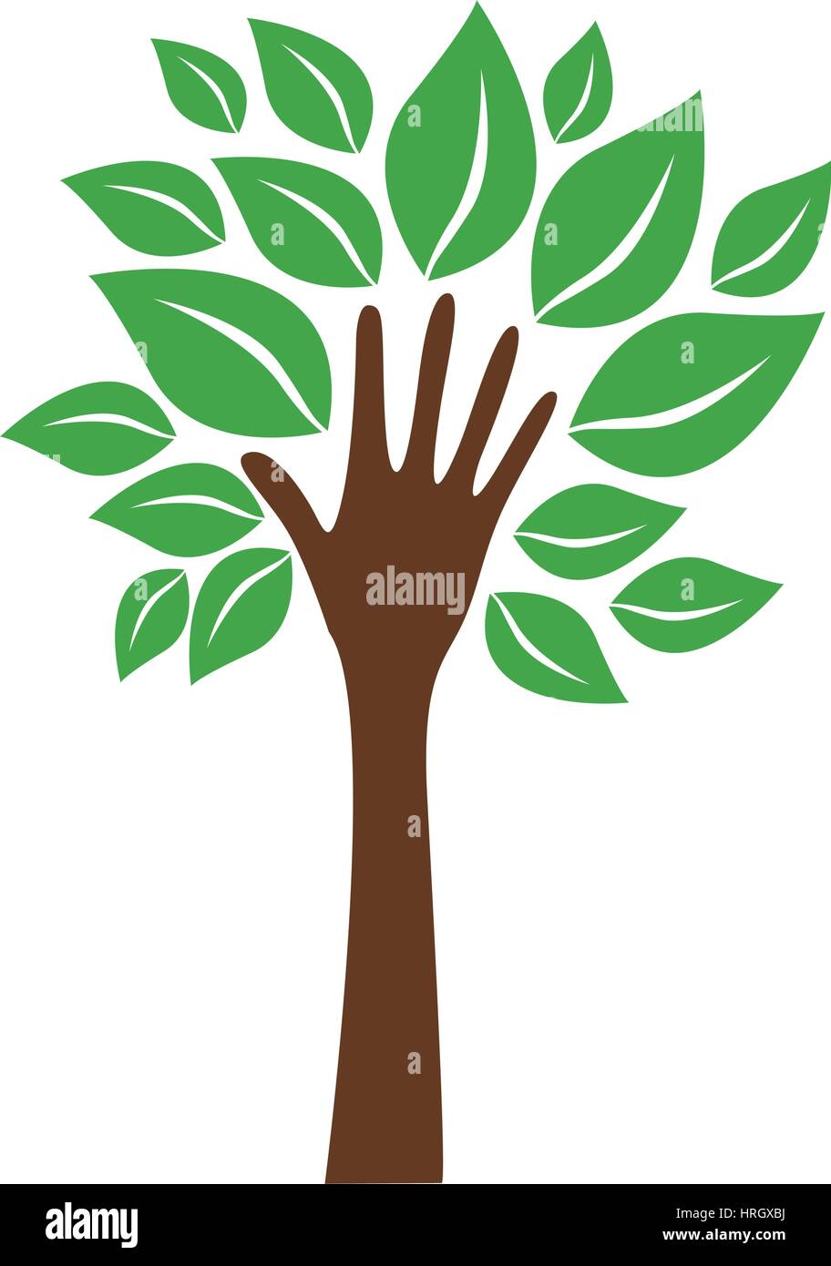 green tree with leaves and stem in form hand Stock Vector Image & Art ...