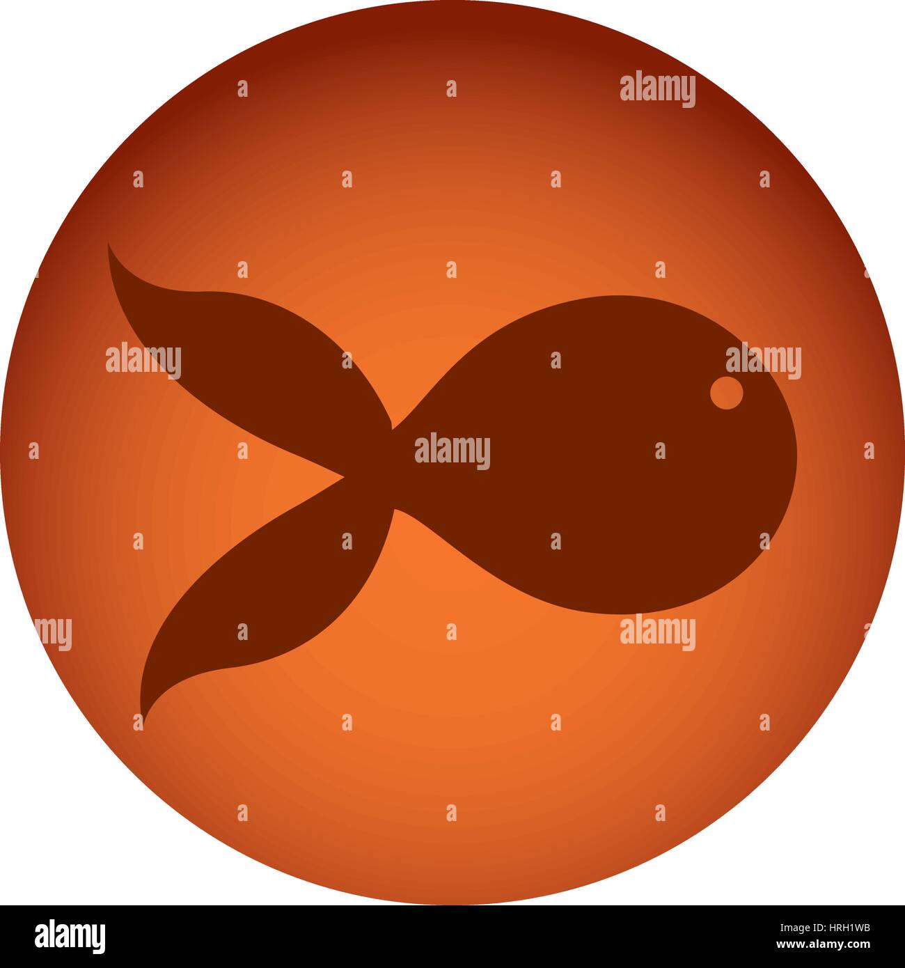 orange color circular frame with silhouette fish aquatic animal Stock ...