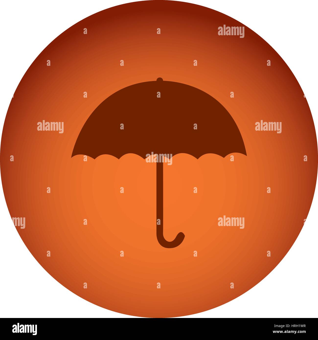 orange color circular frame with silhouette umbrella Stock Vector Image ...