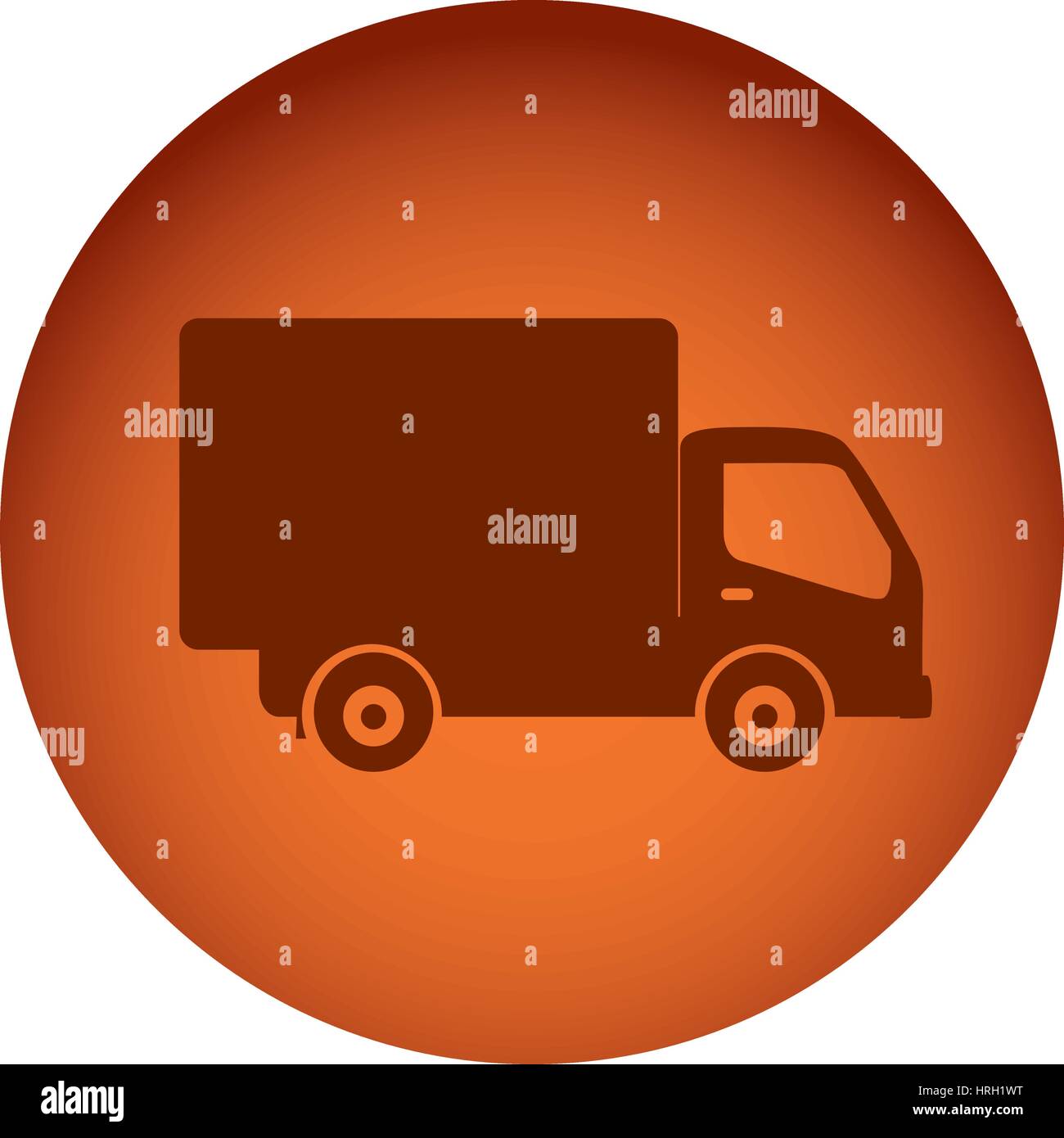 orange color circular frame with silhouette transport truck Stock ...
