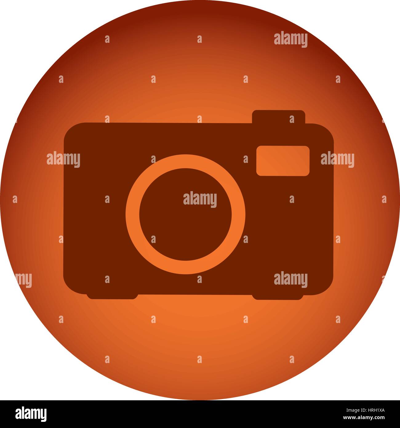 orange color circular frame with silhouette analog camera Stock Vector ...