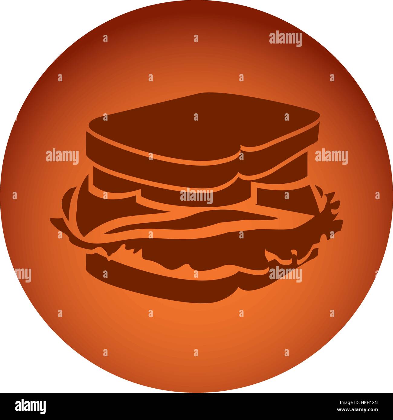 orange color circular frame with silhouette big sandwich Stock Vector ...
