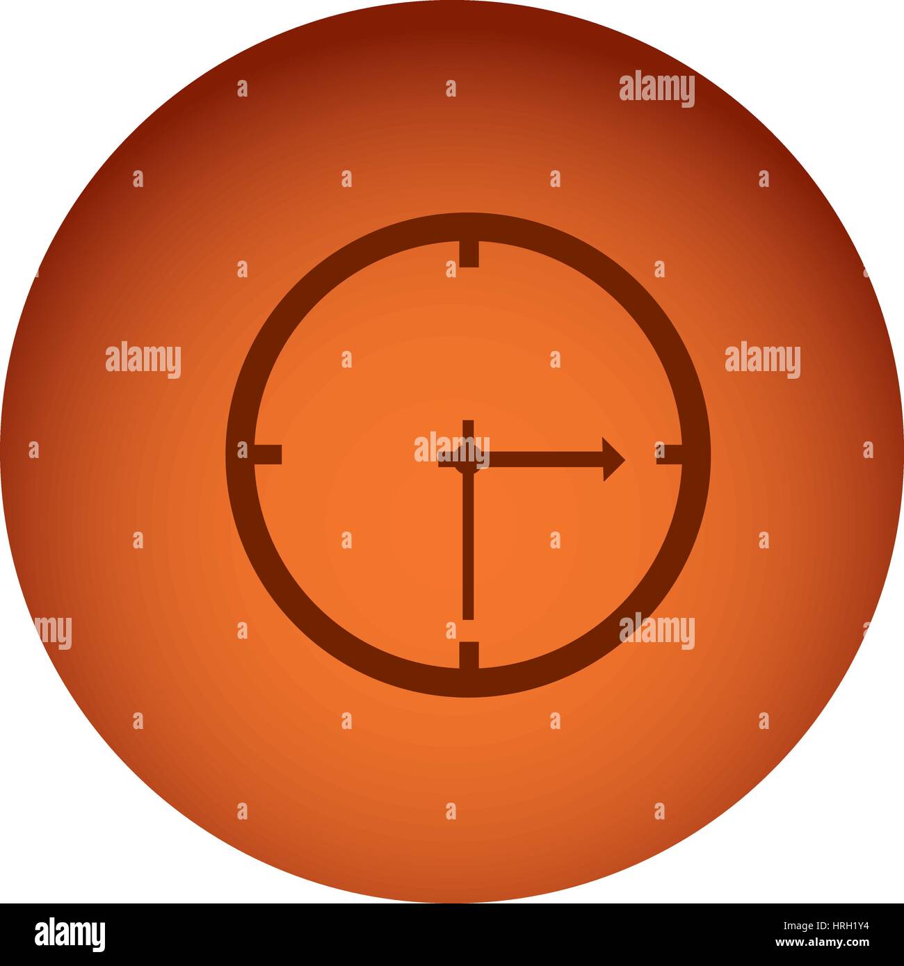 orange color circular frame with silhouette clock device Stock Vector ...