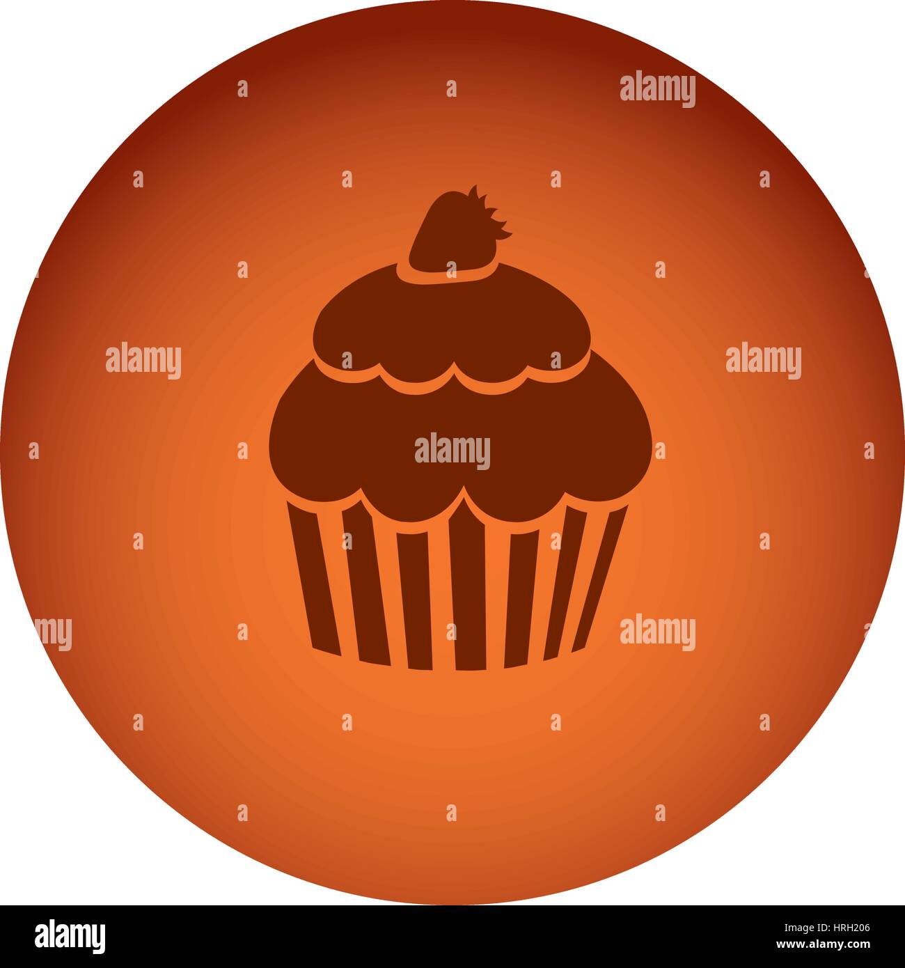 orange color circular frame with silhouette cupcake Stock Vector Image ...