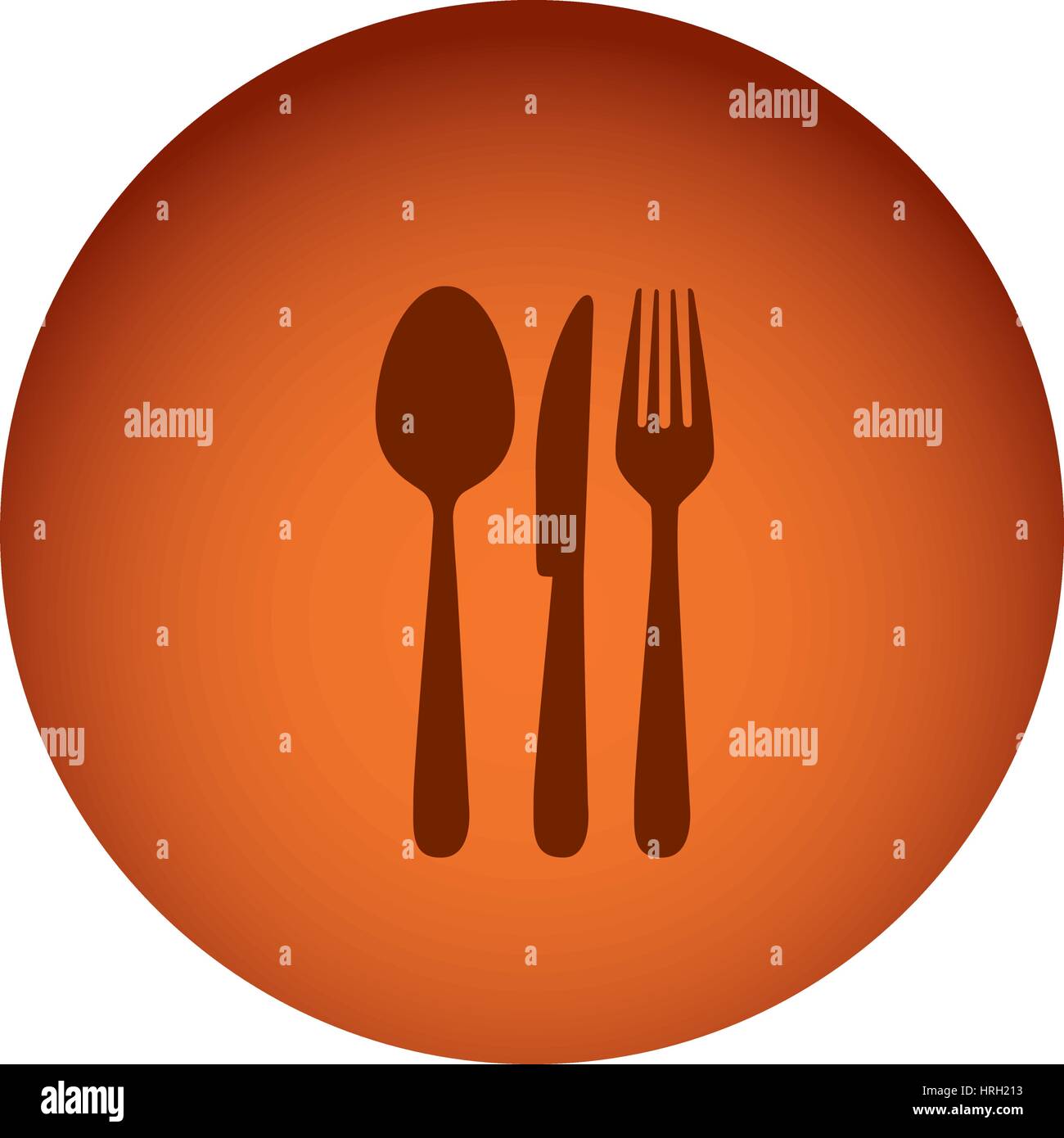 orange color circular frame with silhouette cutlery Stock Vector Image ...