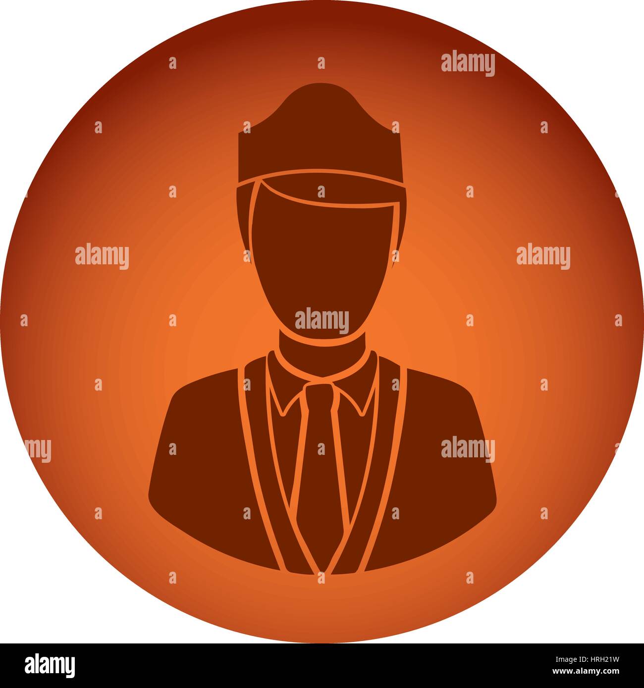 orange color circular frame with silhouette stewardess half body Stock ...
