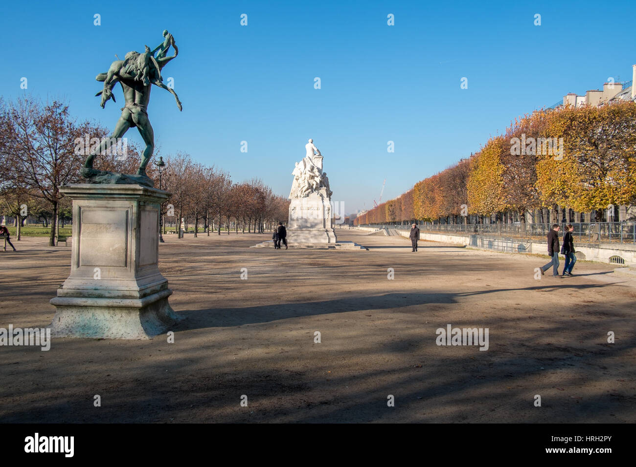 Terrasse des feuillants by the Jardin des Tulleries on a sunny winter's day, Paris, France Stock Photo
