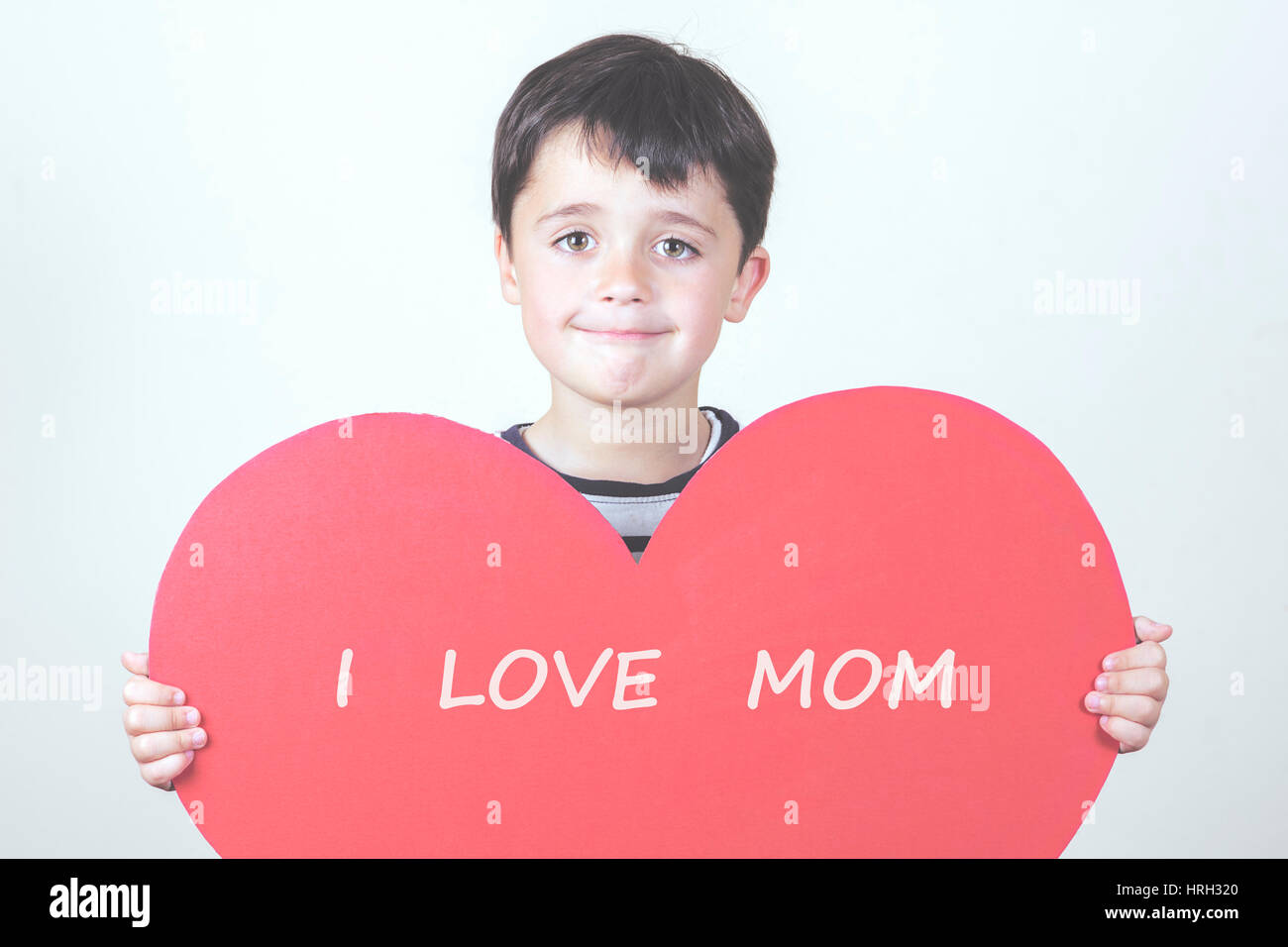 I love mom. happy child with heart Stock Photo Alamy