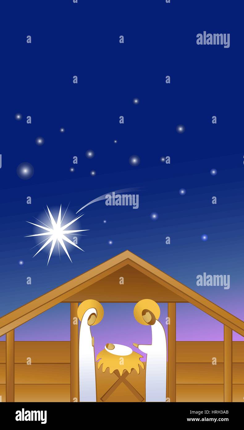Nativity scene with Holy Family Stock Vector Image & Art - Alamy