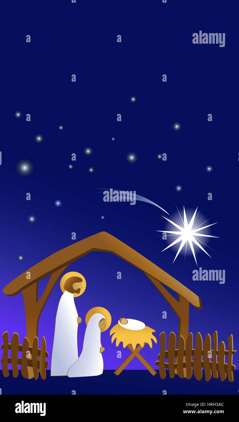 Nativity scene with Holy Family Stock Vector Image & Art - Alamy