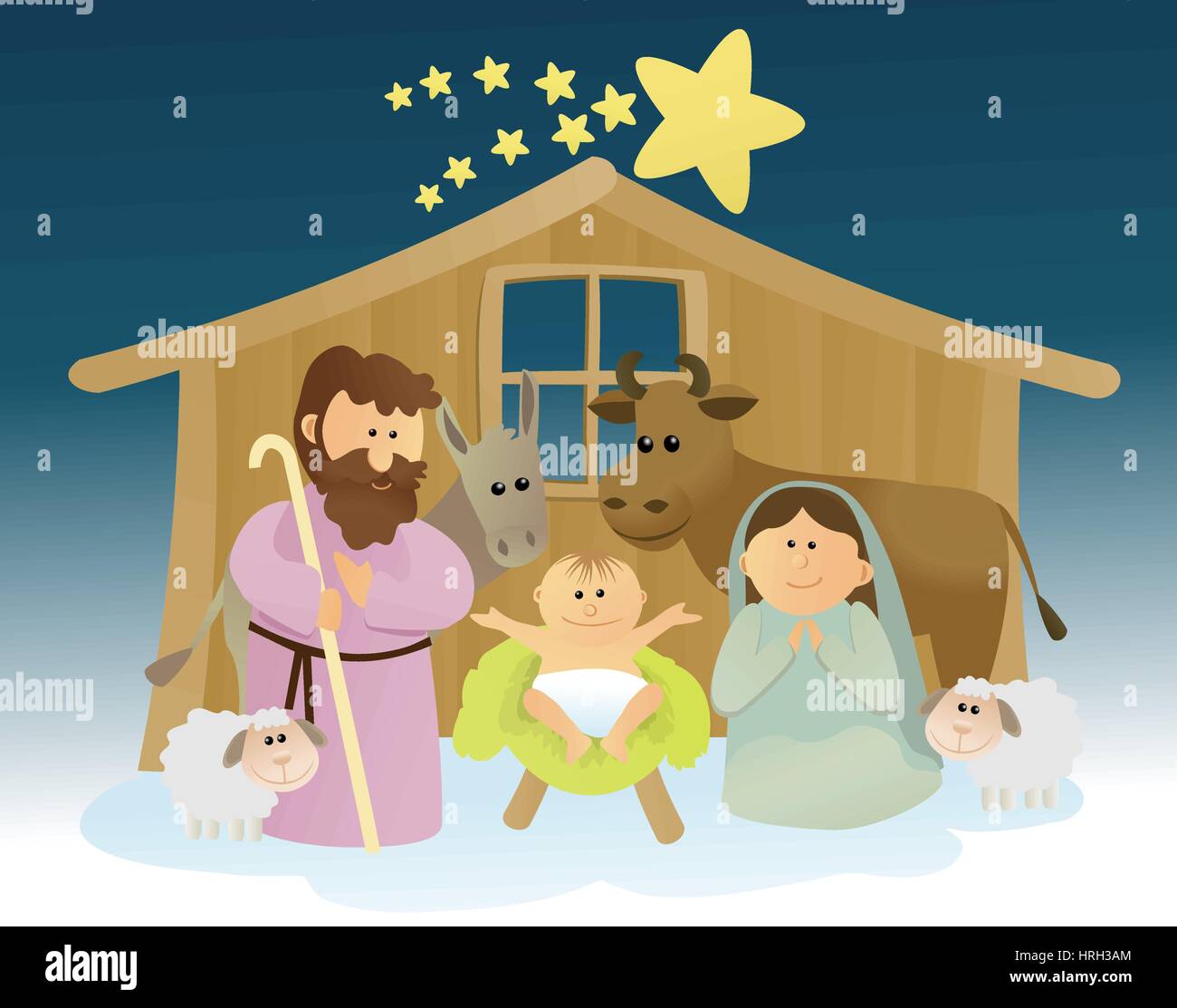 Nativity scene with Holy Family Stock Vector Image & Art - Alamy