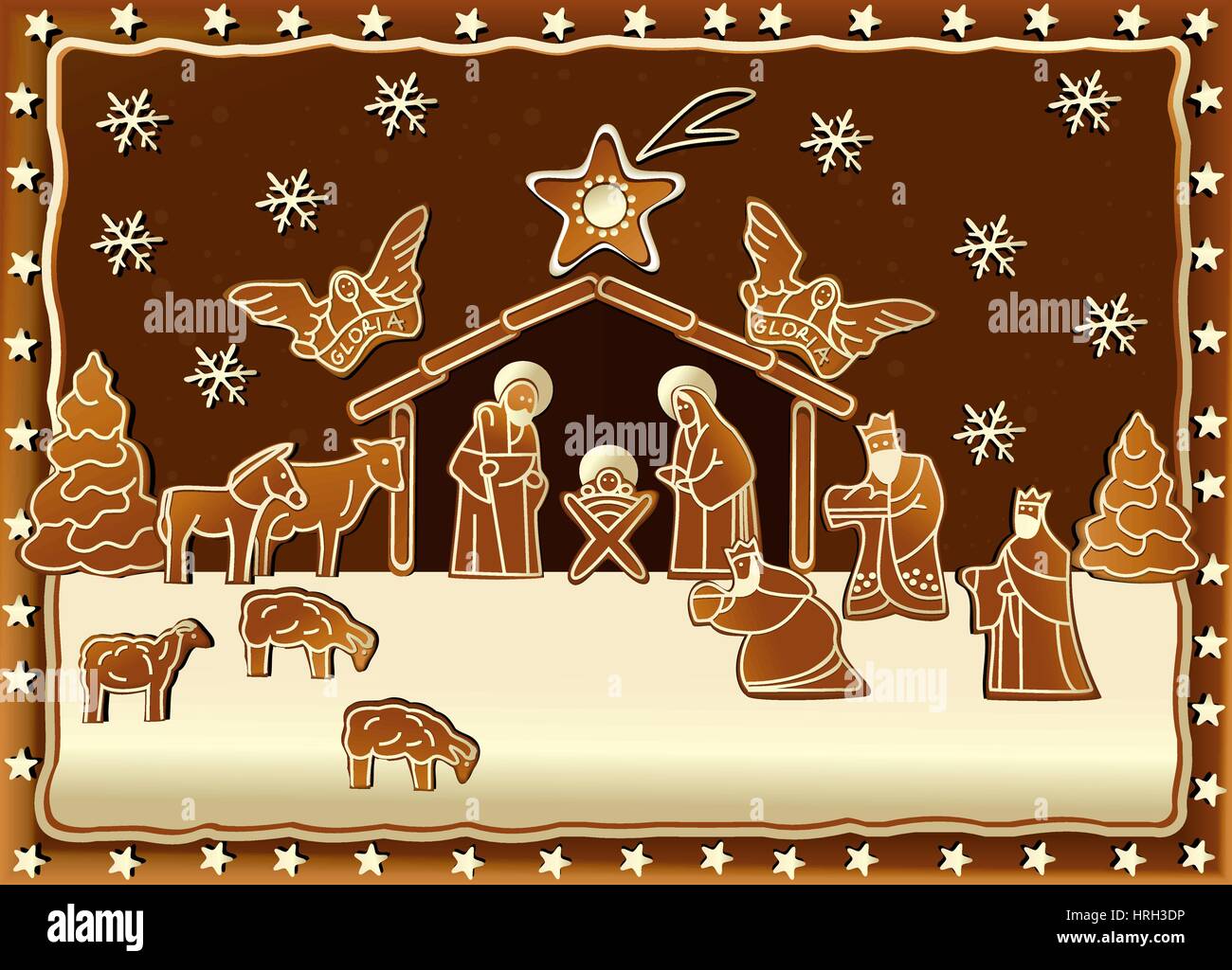 Nativity scene with Holy Family Stock Vector Image & Art - Alamy