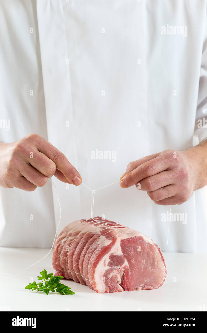 meat tied with string