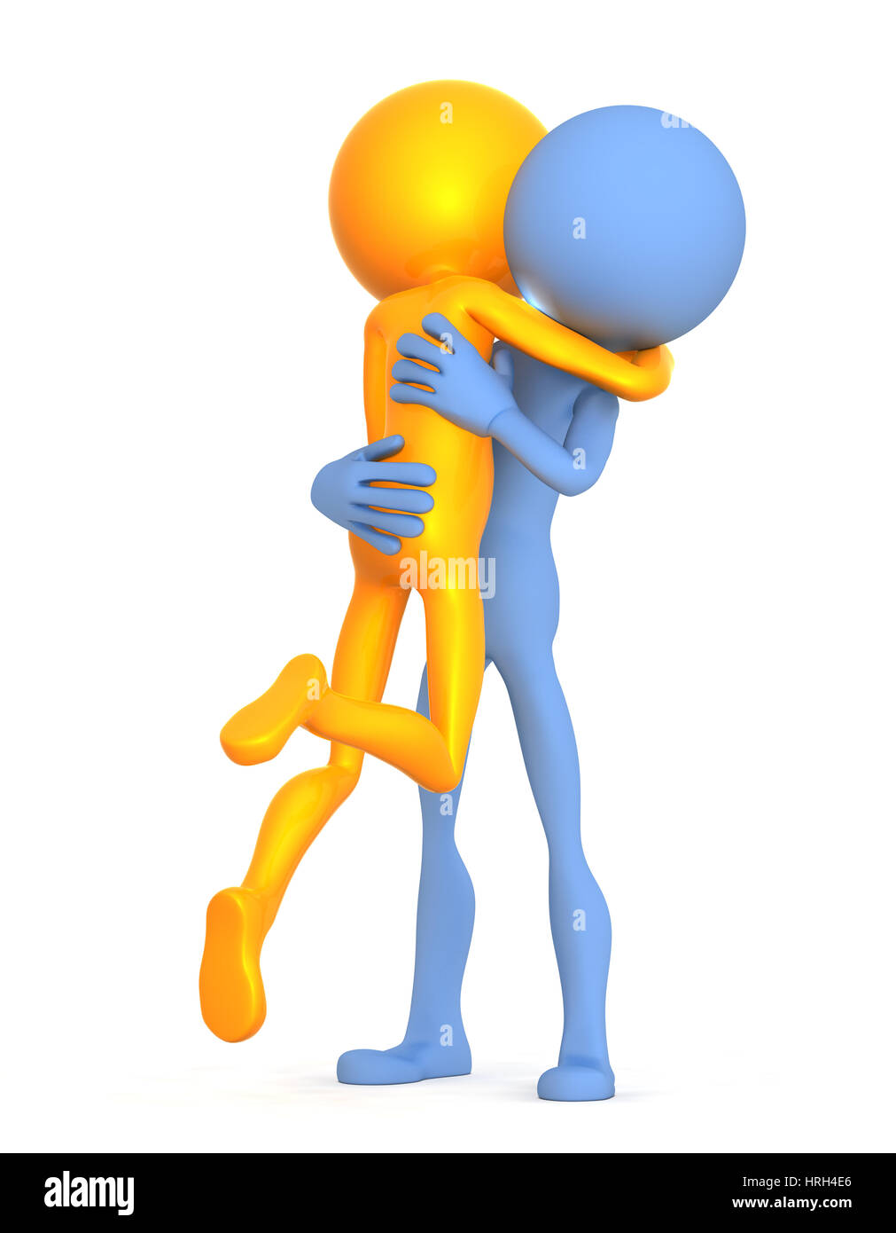 Embracing 3d characters. Isolated on white background Stock Photo - Alamy