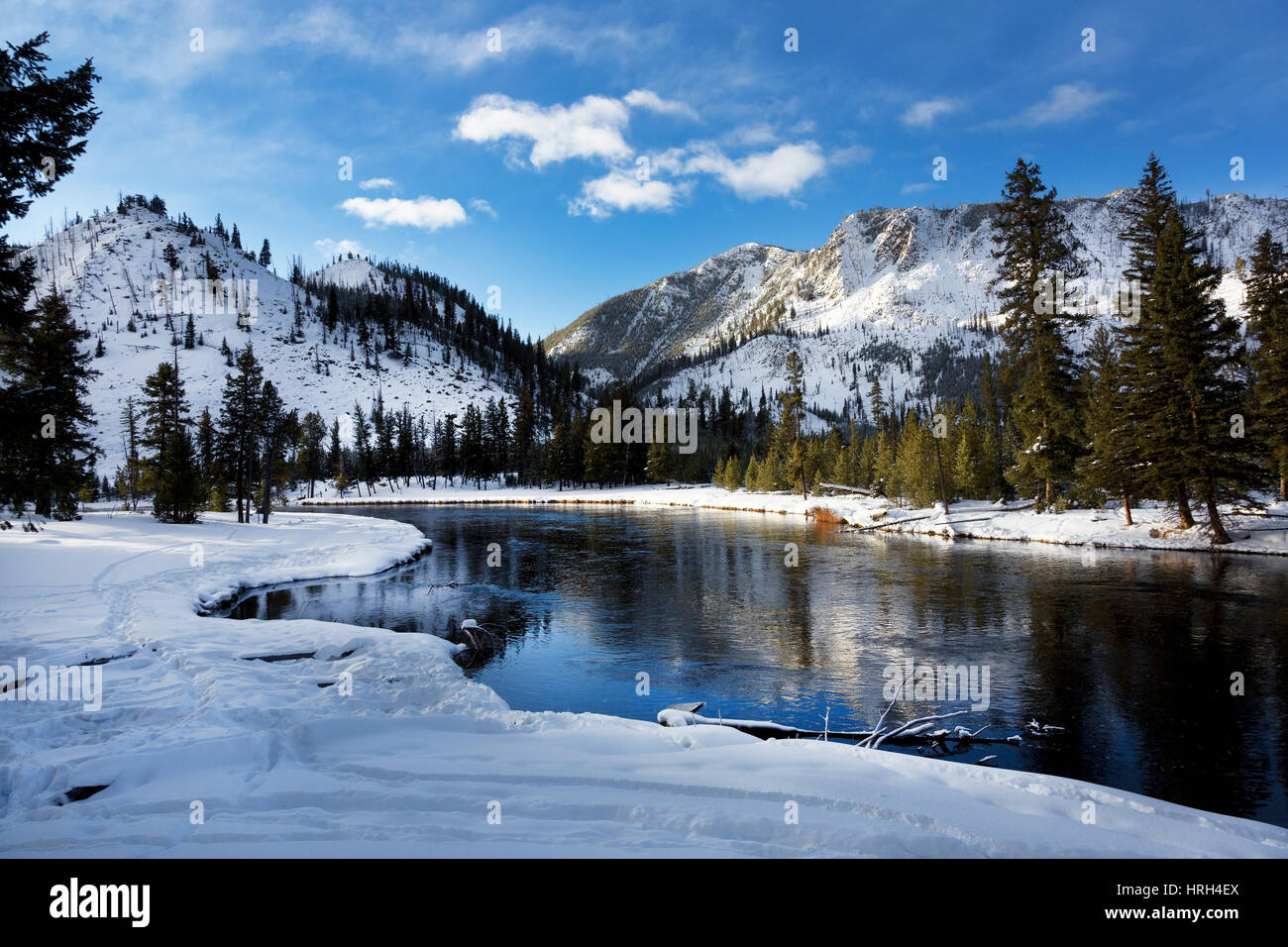 Yellowstone River, Winter, Yellowstone National Park Stock Photo Alamy