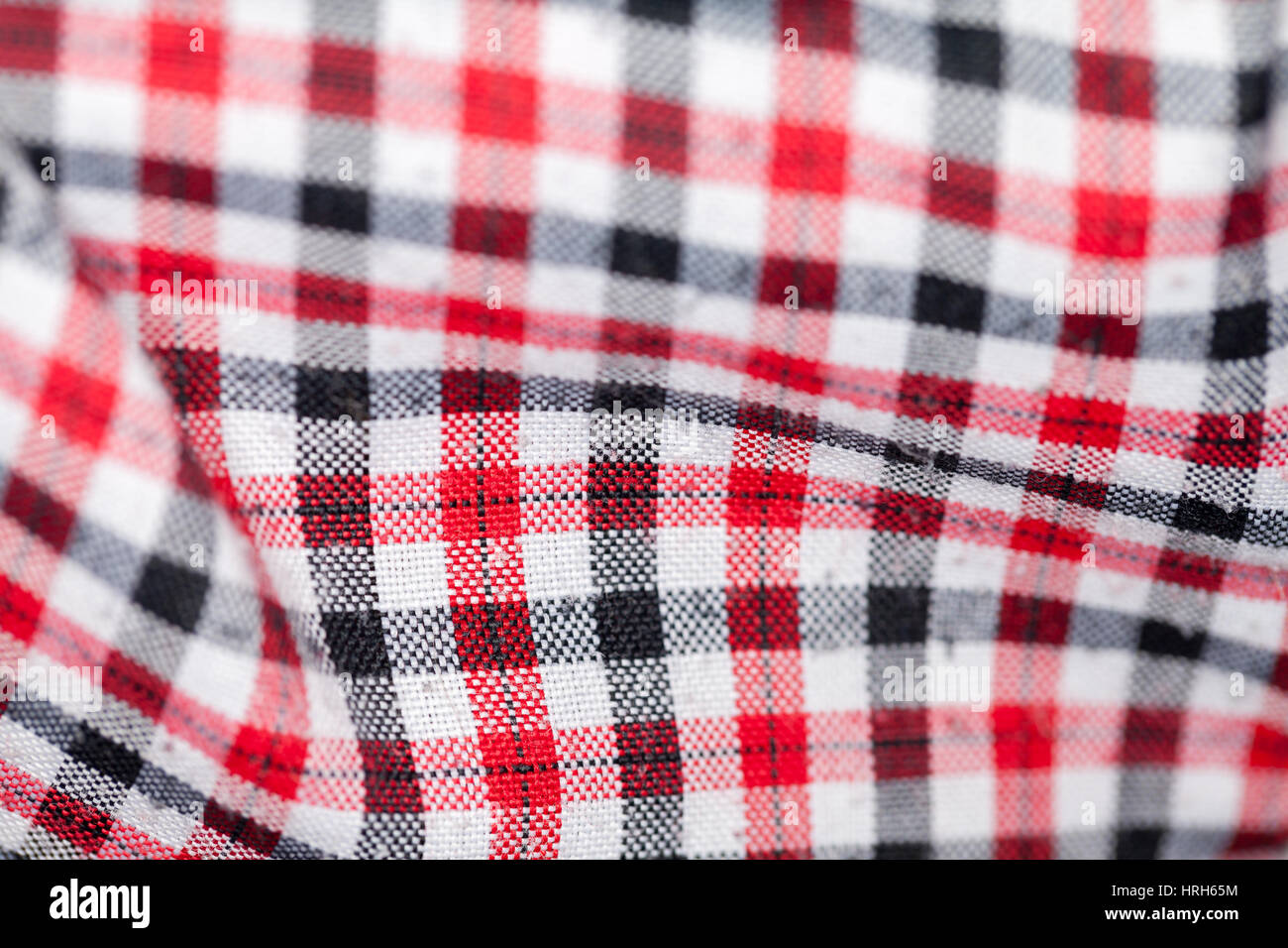 red, black and white checkered cotton texture Stock Photo