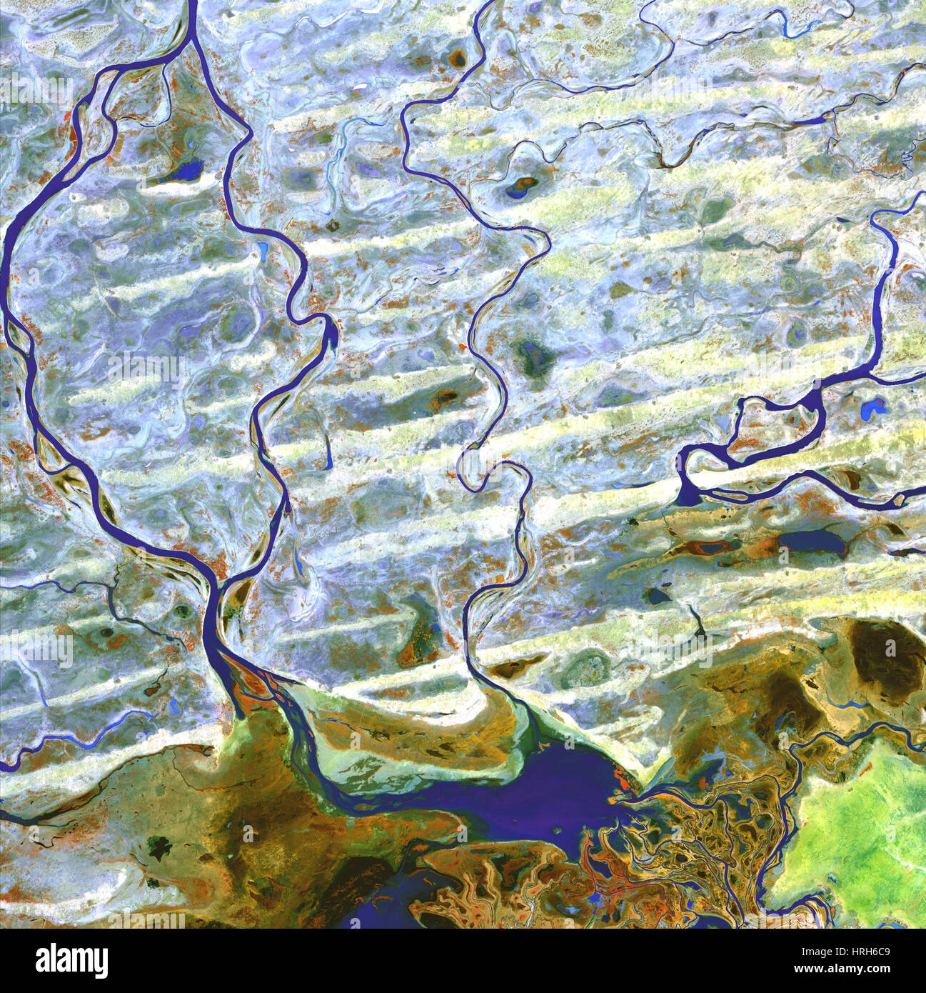 Saharan desert rivers, satellite image Stock Photo