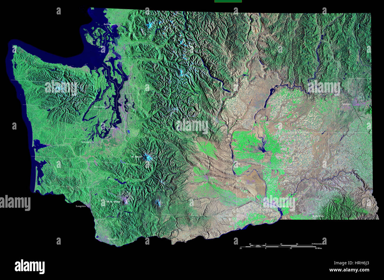 United state washington satellite image hires stock photography and