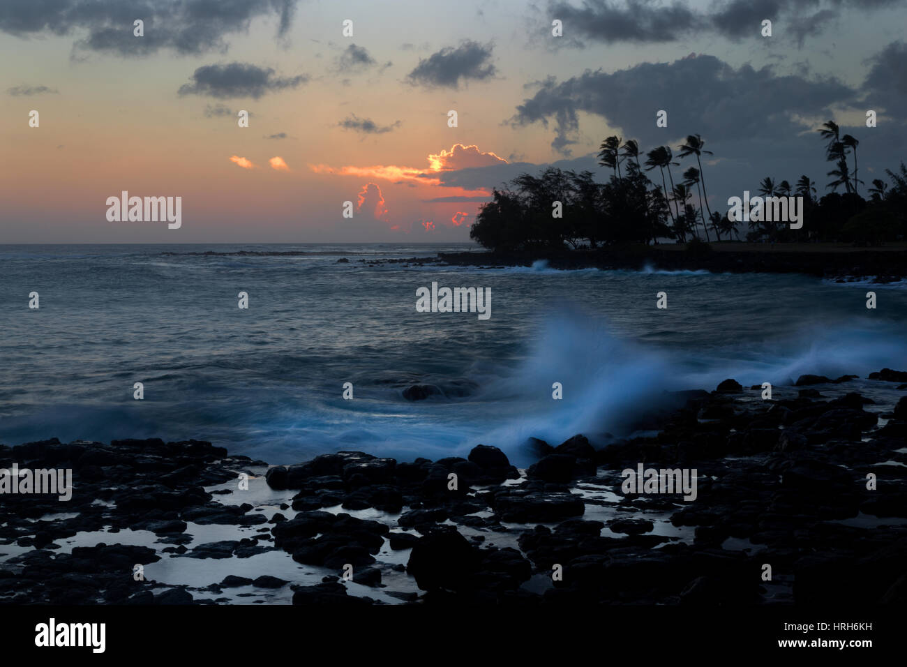 Sunset, Poipu Beach, Kauai, Hawaii Stock Photo Alamy