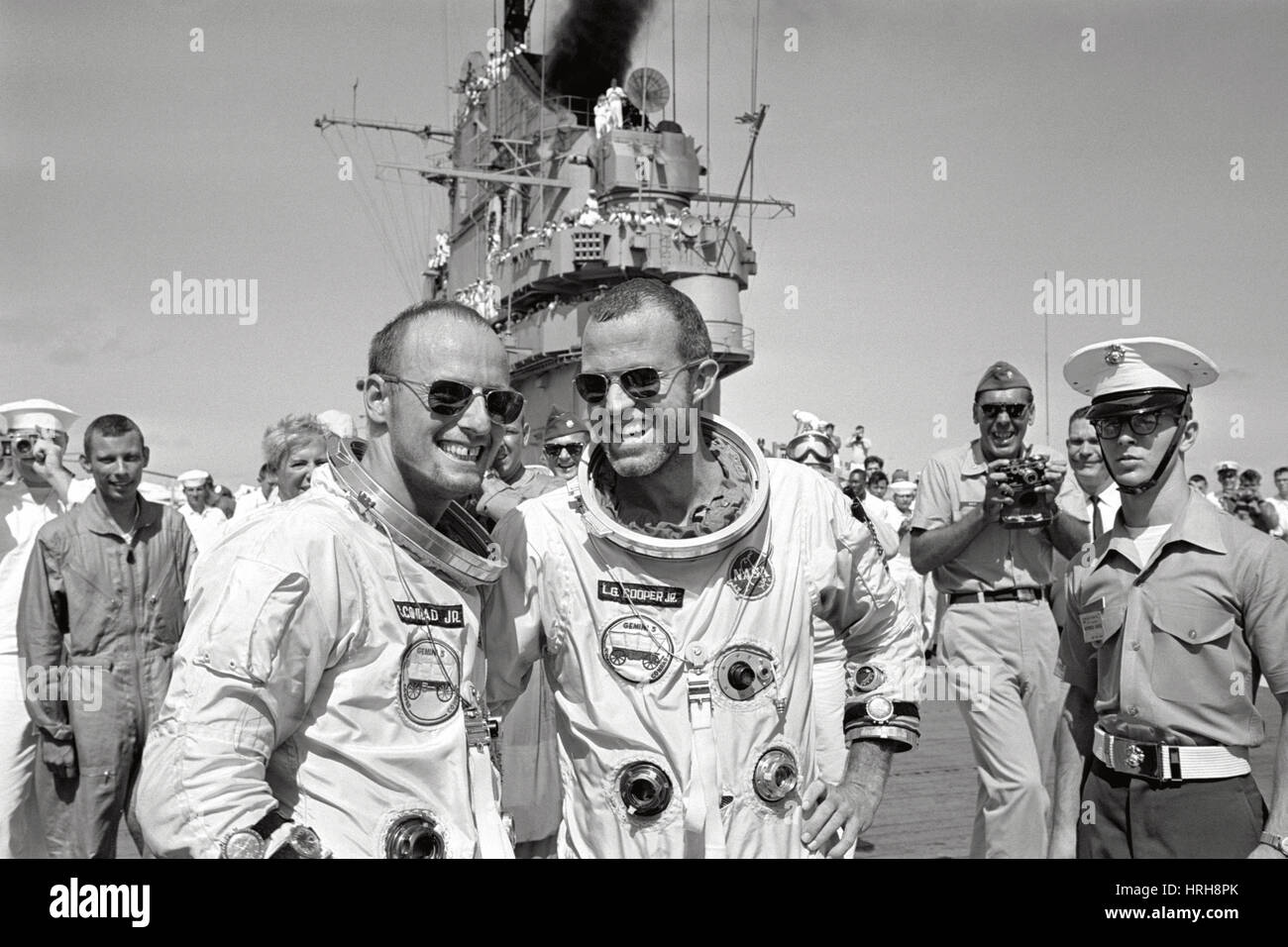 Astronauts Cooper and Conrad After Recovery Stock Photo