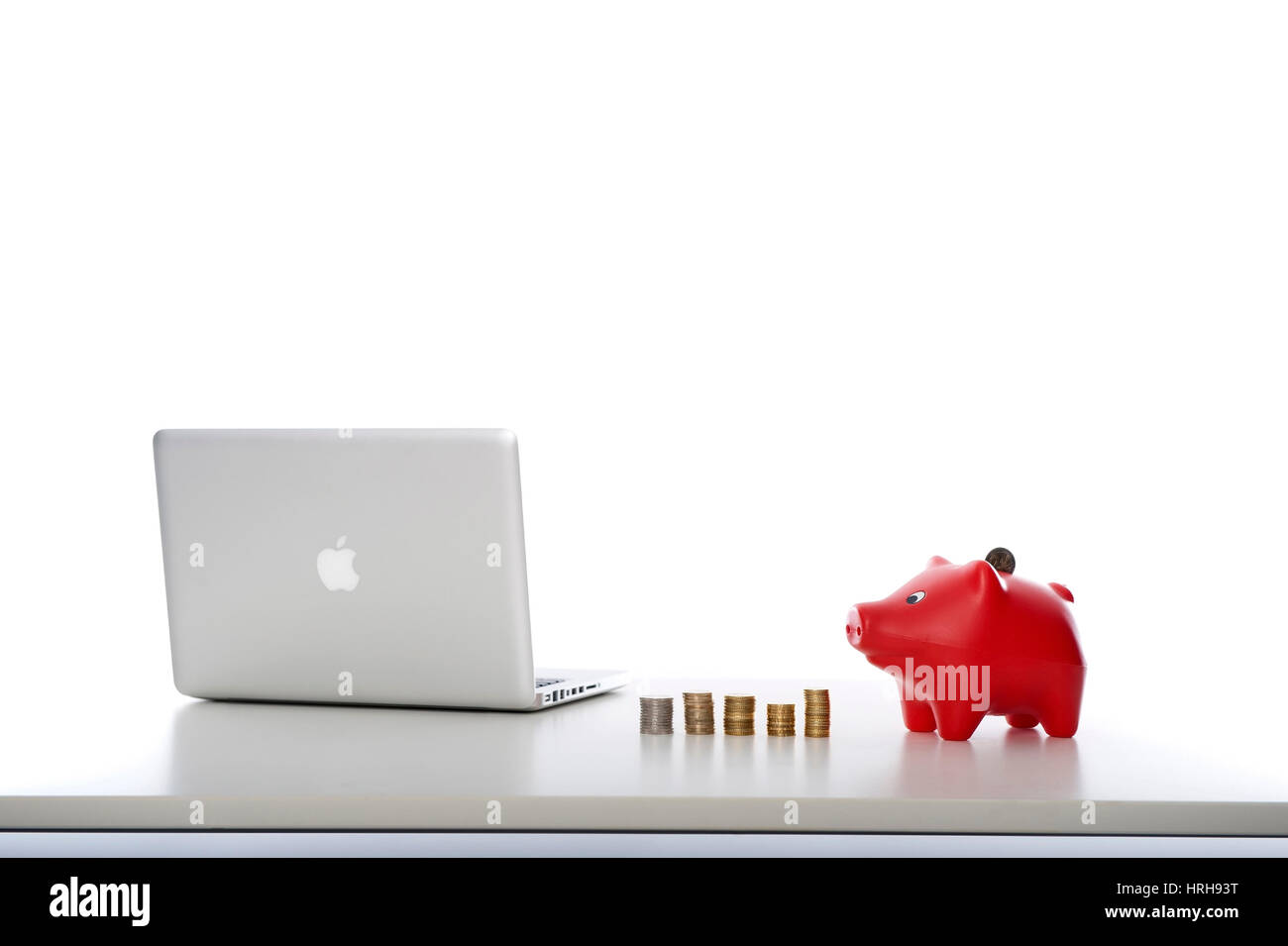 piggy bank and computer Stock Photo