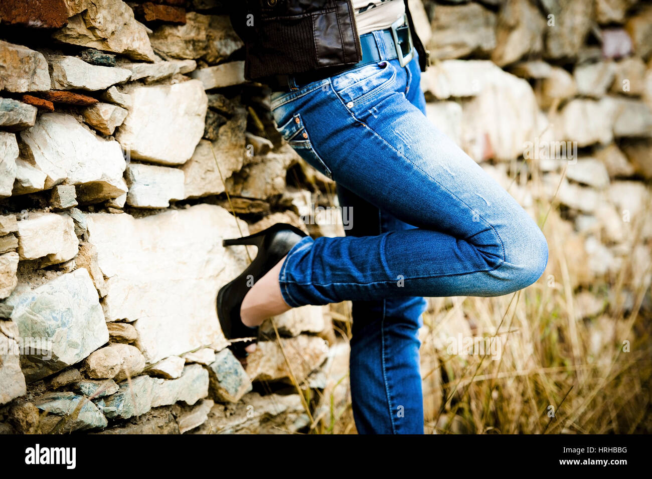 Model released, Frau in Blue Jeans - woman in Blue Jeans Stock Photo