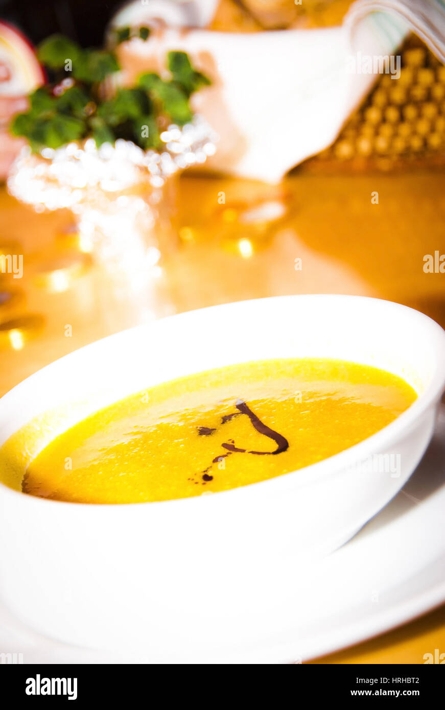 Kuerbissuppe - pumpkin soup Stock Photo