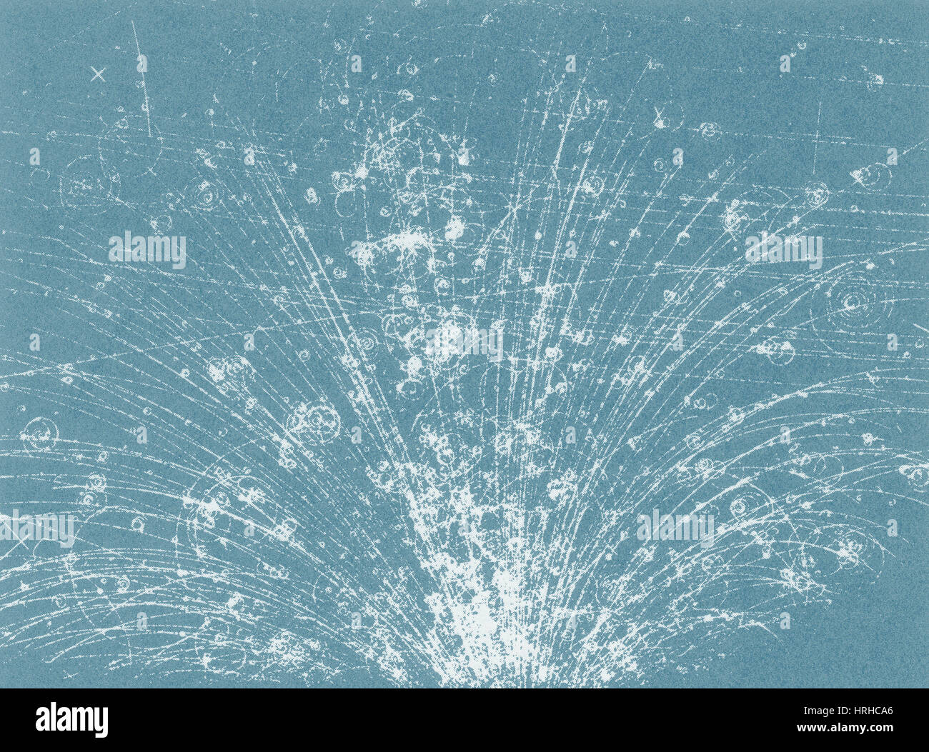 Cosmic Ray Tracks, Bubble Chamber Event Stock Photo