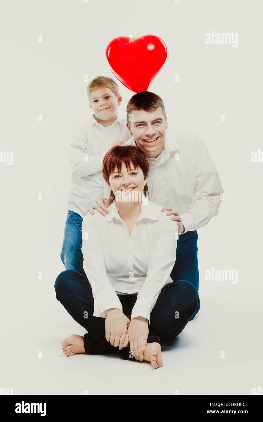 Familie mit Herz - family with heart Stock Photo