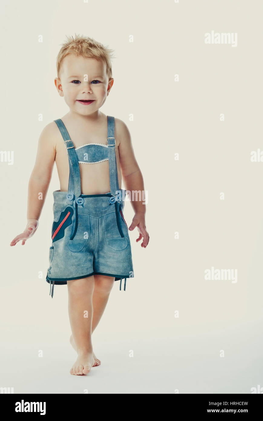 Kleiner Junge in Lederhose little boy in leather pants Stock Photo