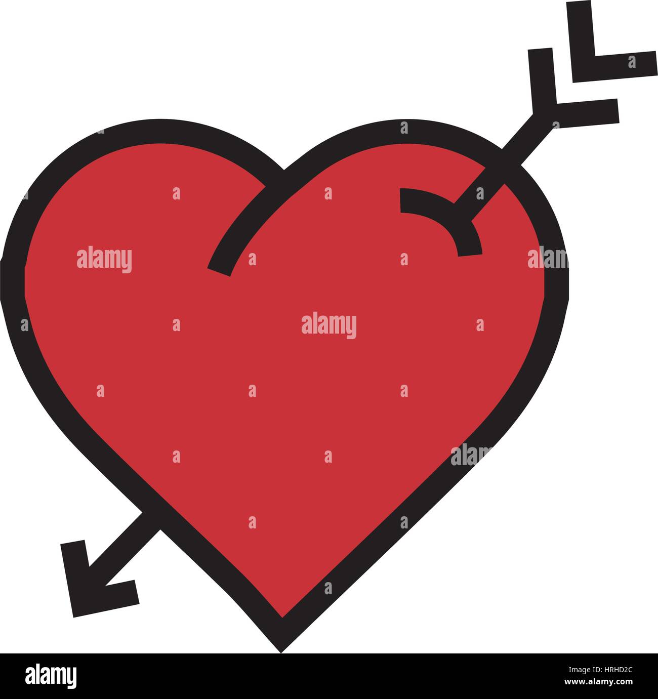 Red love heart arrow doodle hi-res stock photography and images - Alamy