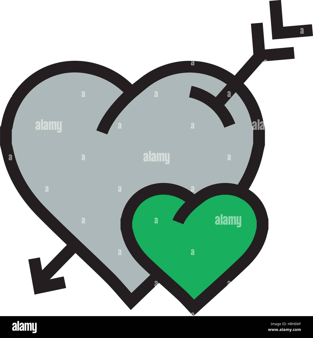 cartoon heart arrow icon Green color Stock Vector Image & Art - Alamy