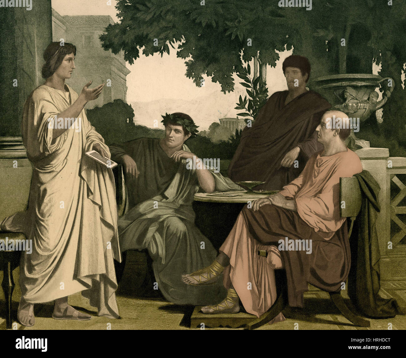 Maecenas with Virgil, Horace and Varius Stock Photo