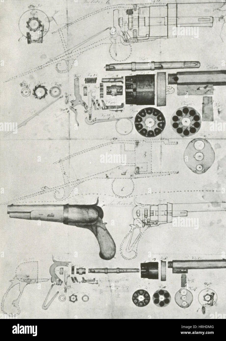 Colt Pistol, US Patent Diagram Stock Photo