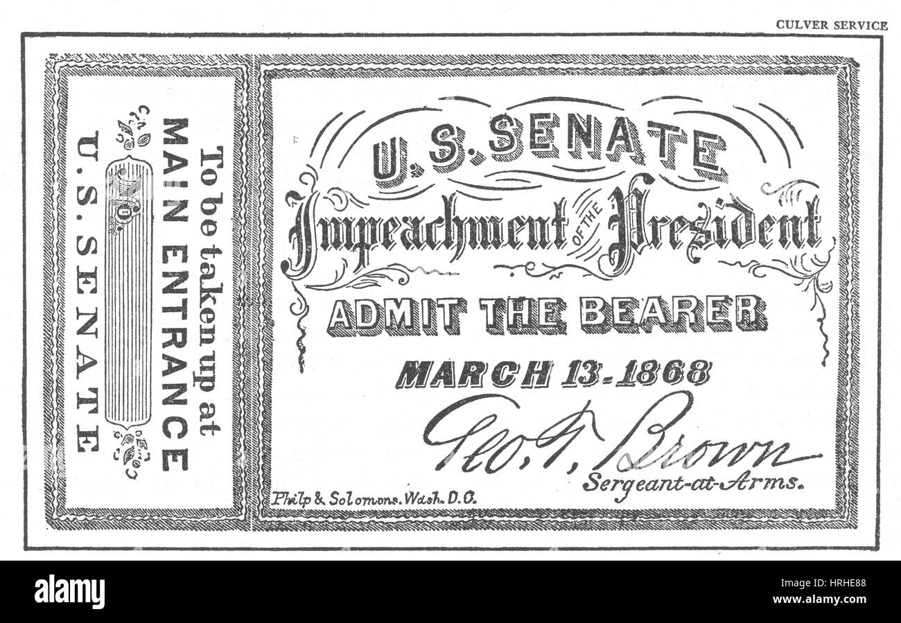 Impeachment Ticket, 1868 Stock Photo