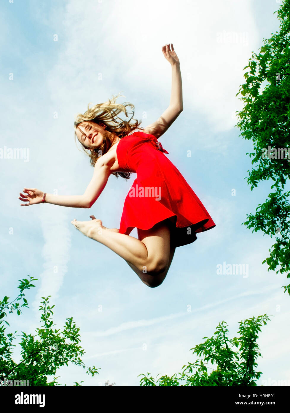 springendes Maedchen - jumping girl Stock Photo