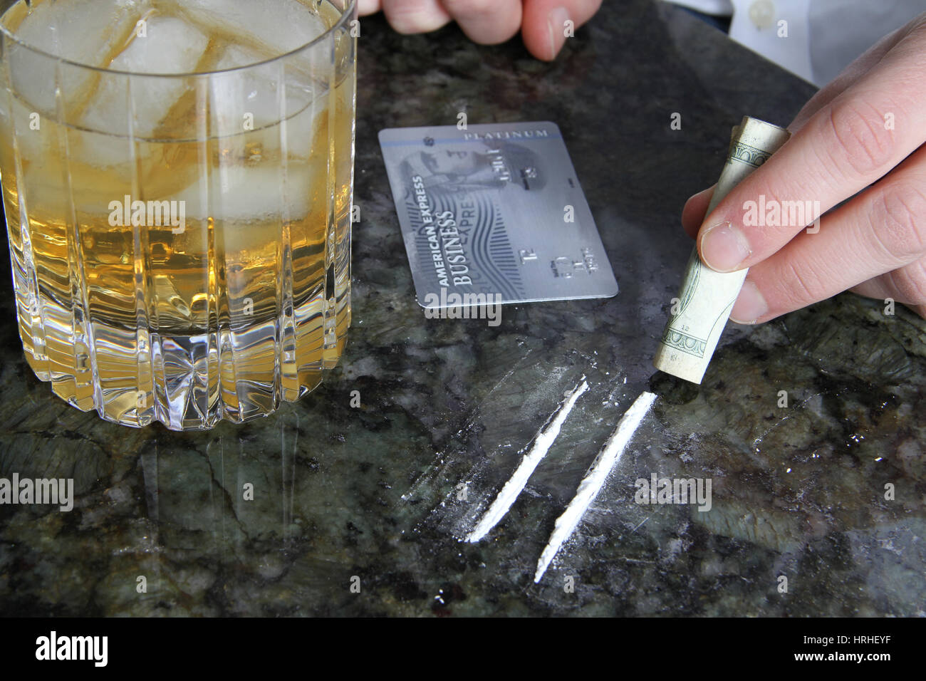 Alcohol and Cocaine Stock Photo