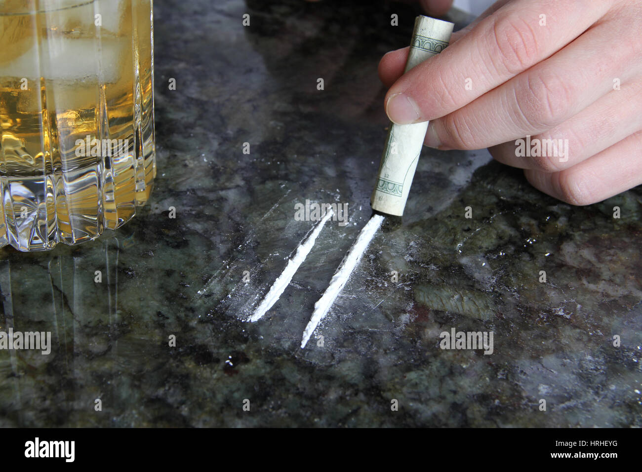 Alcohol and Cocaine Stock Photo
