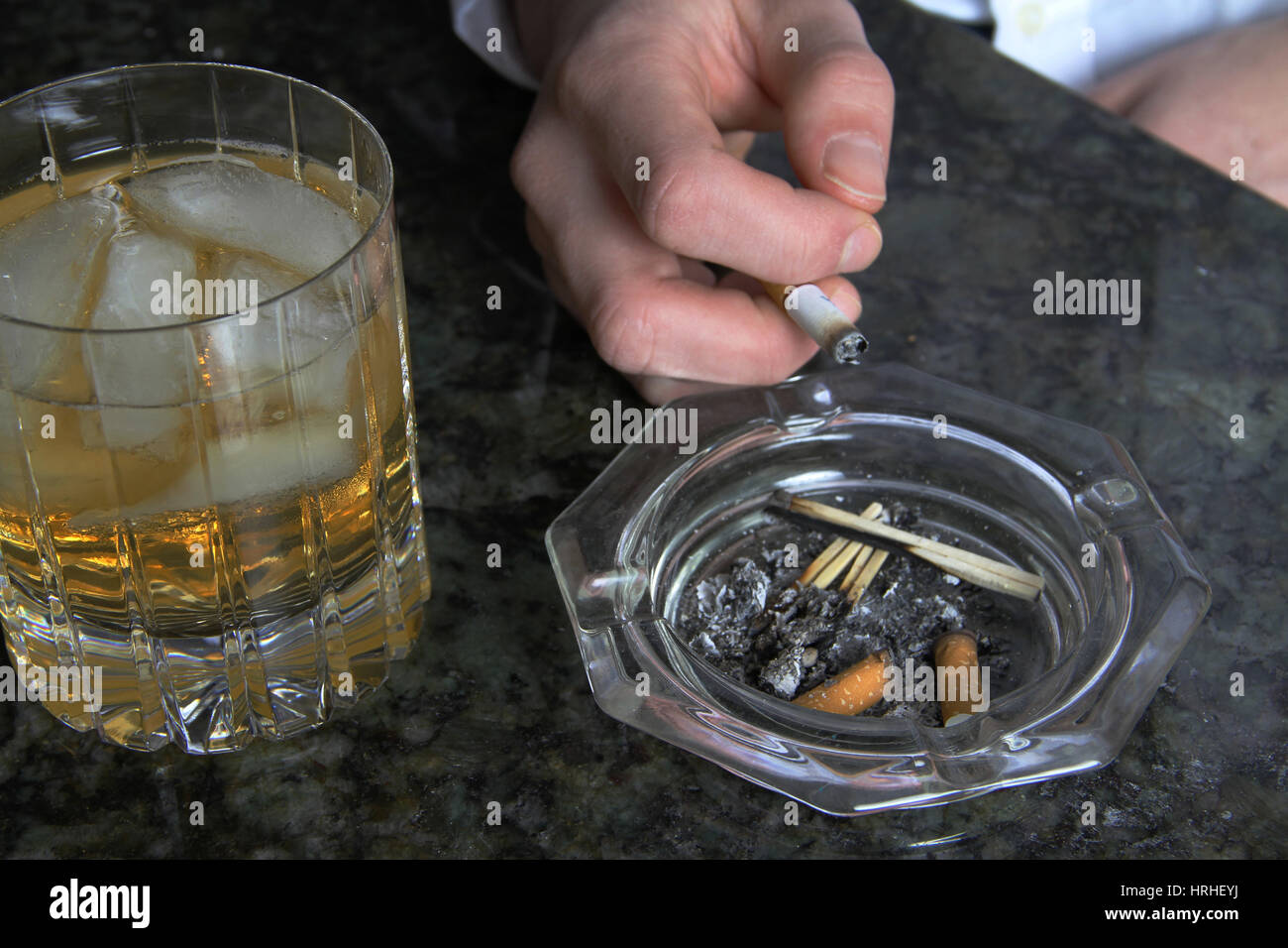 Alcohol and Cigarettes Stock Photo