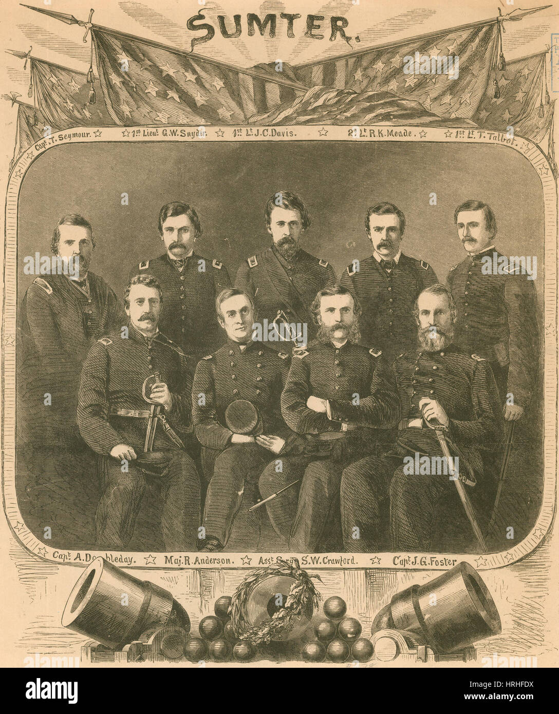 Officers of the Union Garrison, Fort Sumter, 1861 Stock Photo