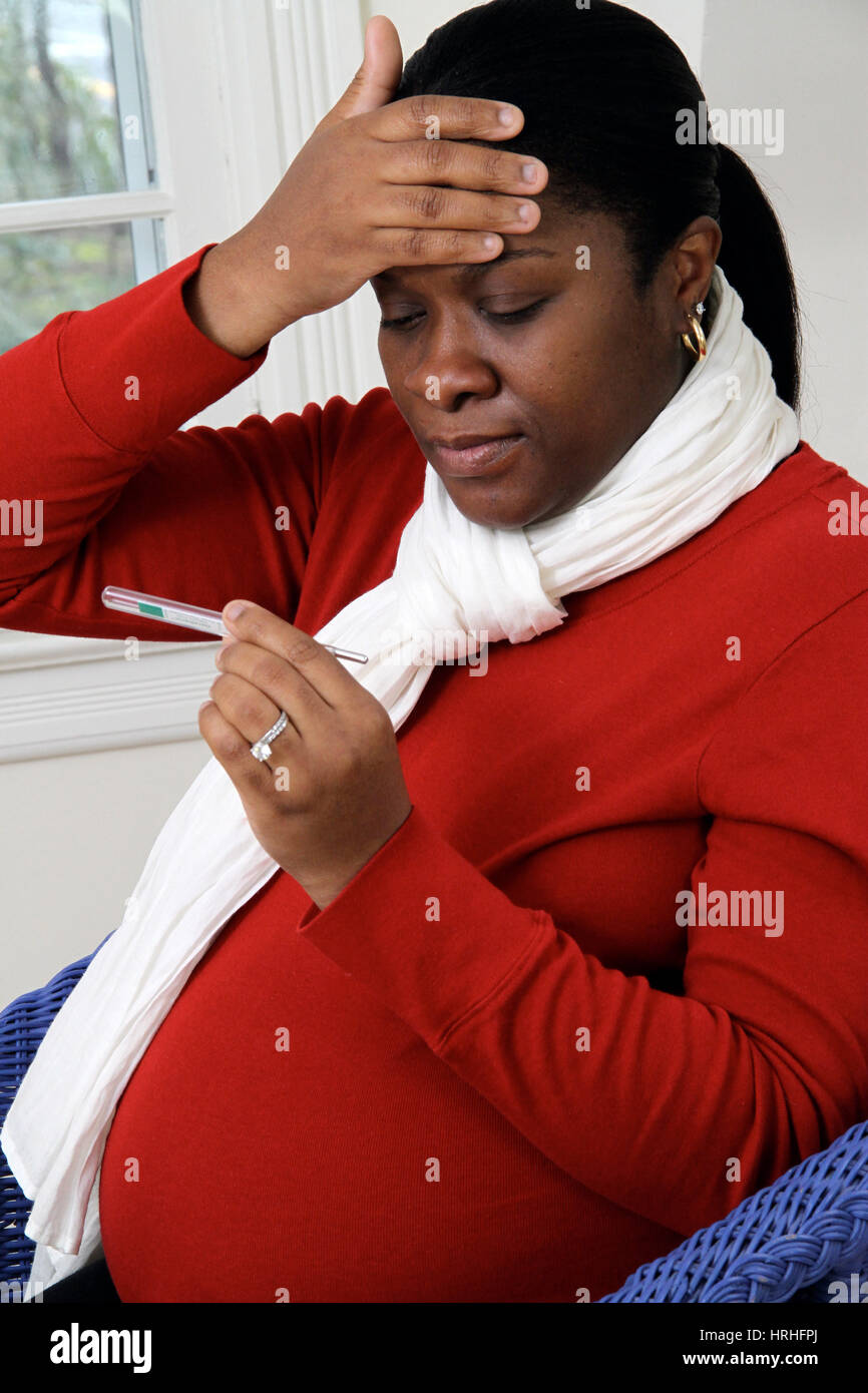 Pregnant Woman Taking Temperature Stock Photo Alamy