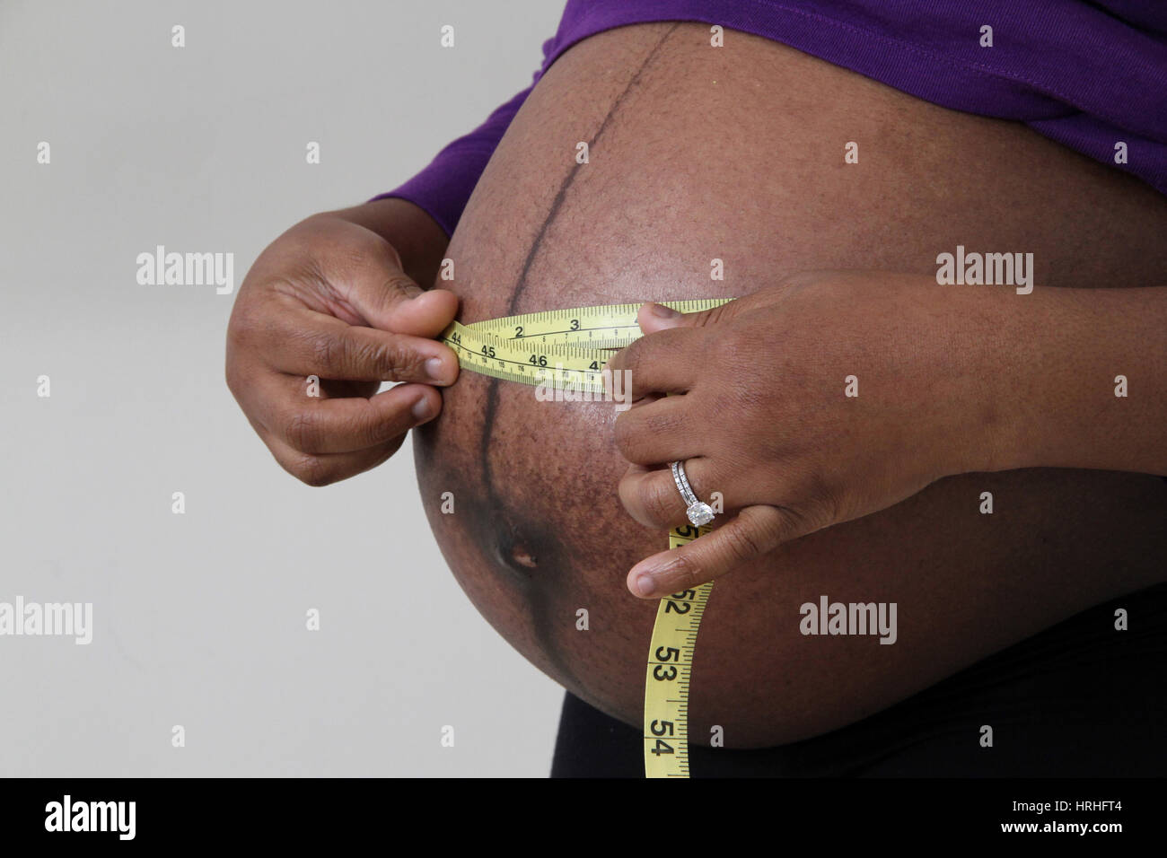 9 Months Pregnant Stock Photo