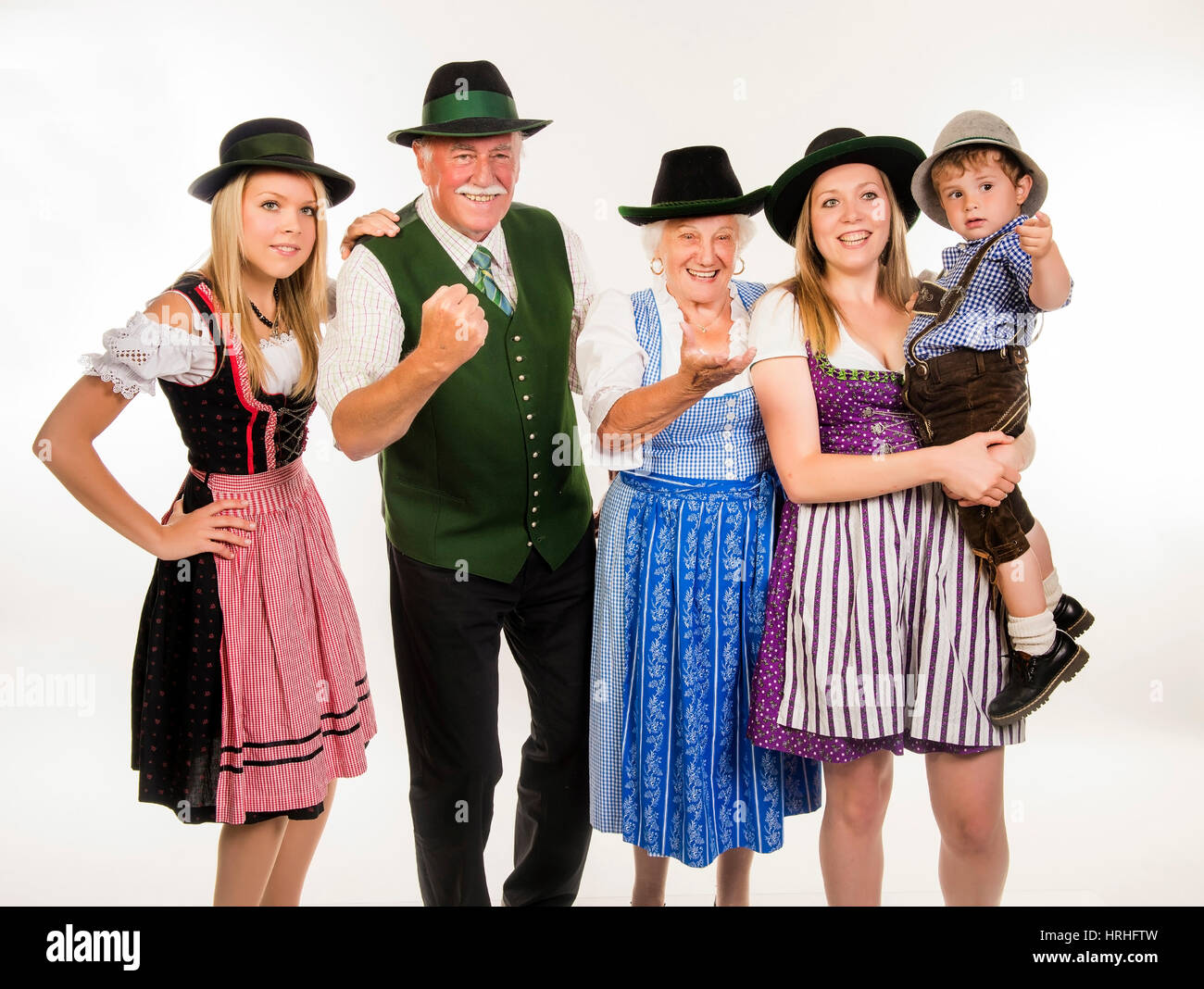 Jung und alt in Tracht - young and old in traditional costume Stock Photo