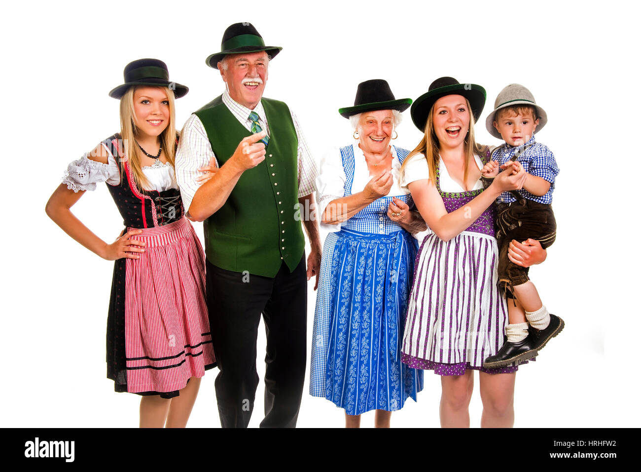 Jung und alt in Tracht - young and old in traditional costume Stock Photo