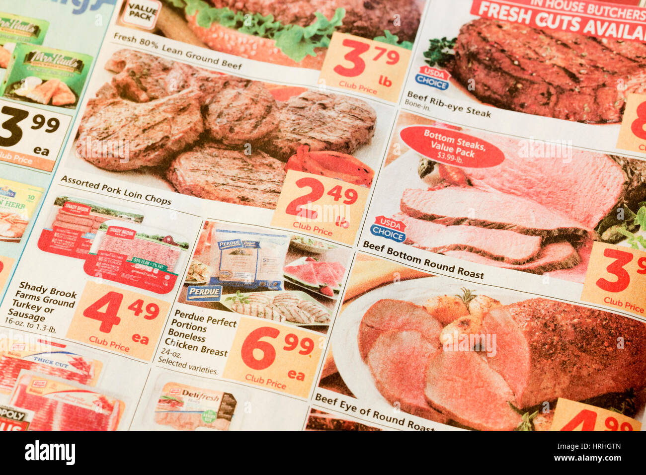 Grocery store mailer / coupons in newspaper - USA Stock Photo