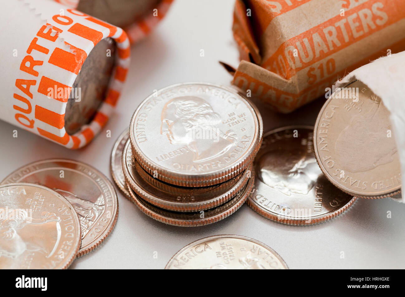 Stack of US quarters USA Stock Photo Alamy
