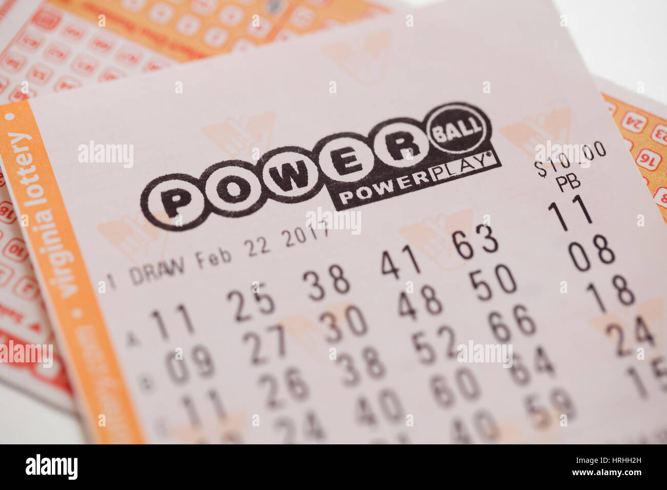 Power Ball lottery ticket - USA Stock Photo