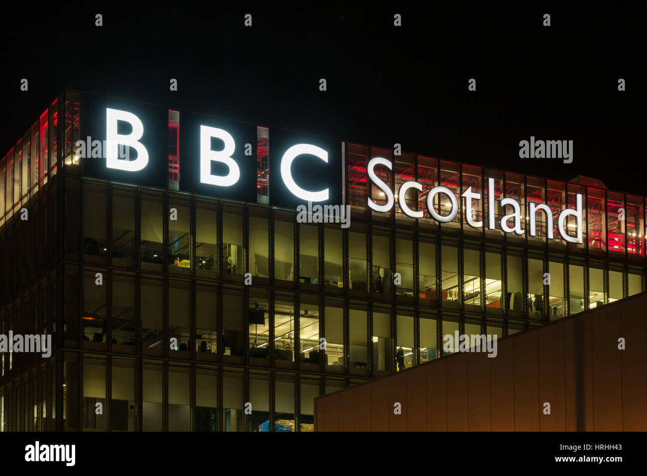 BBC Scotland Glasgow headquarters sign, Glasgow, Scotland Stock Photo